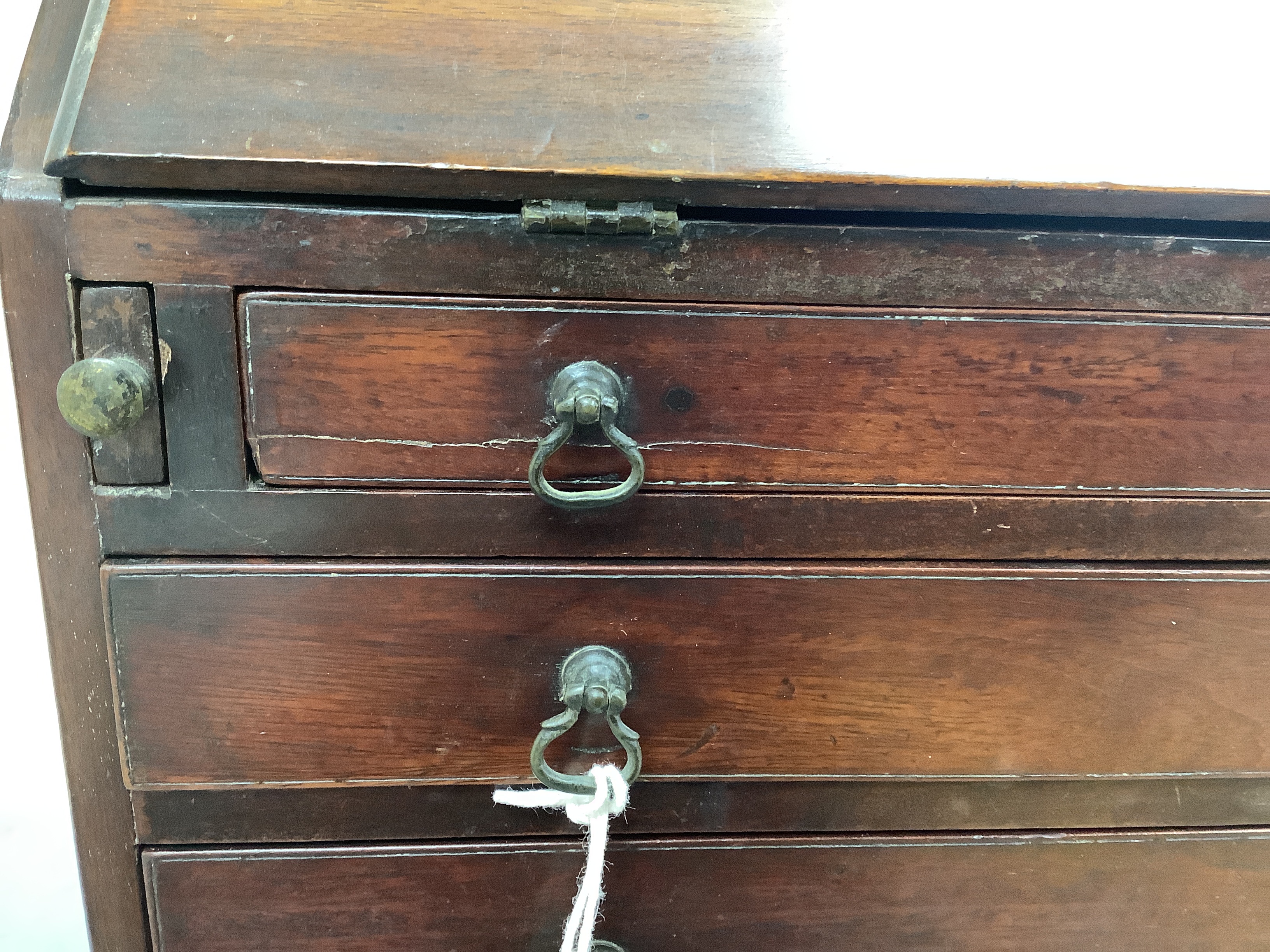 A 19th century miniature mahogany bureau, 38cm